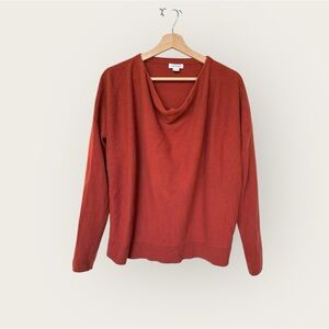 Sundance 100% Cashmere Simple Truths Drape Cowl Neck Sweater - Rust size XL